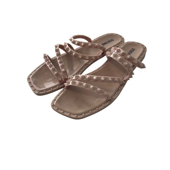Steve Madden Skyler J Sandals Size 8 Slip On Studded Slides Light Pink Strappy - Picture 1 of 8